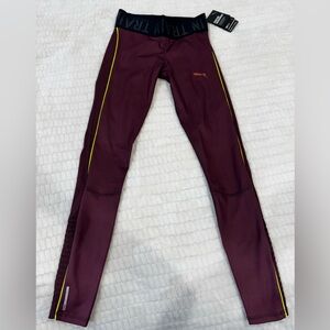 Puma Maroon Athletic Leggings with Yellow Accents